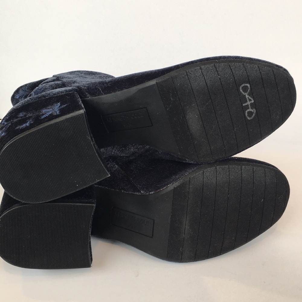 Kenneth Cole Black and Blue Embroidered Ankle Boots - Picture 6 of 8